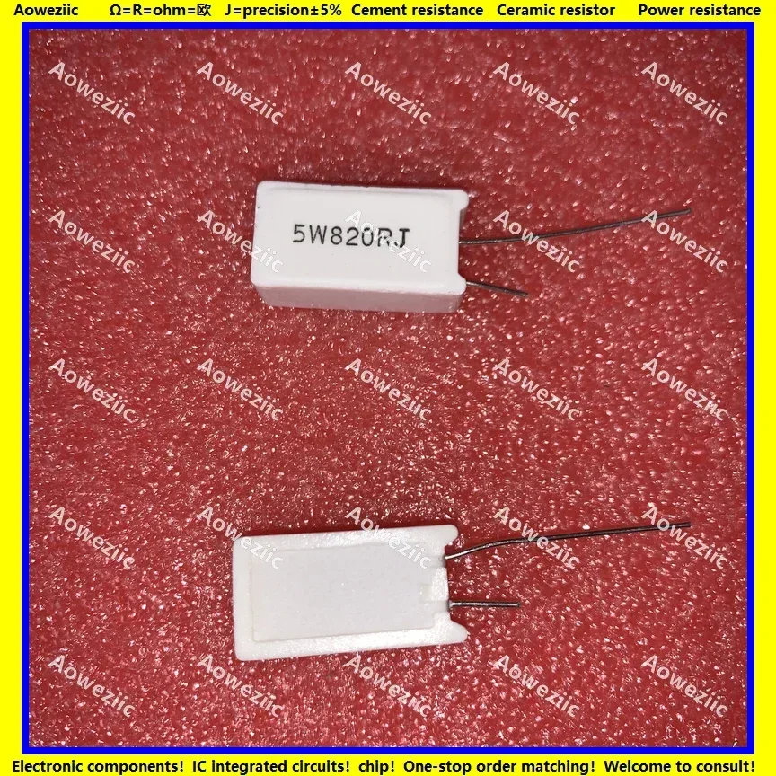 

10Pcs RX27-5 Vertical Cement Resistance 5W 820 ohm 820R 820RJ 5W820RJ 5W820ohm Ceramic Resistance precision 5% Power resistance