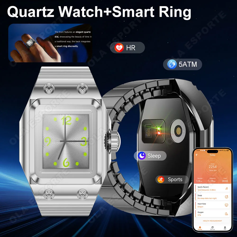

Men Women Quartz Watch Smart Ring Pedometer Heart Rate Sleep Monitoring Fashion Smart Ring Multiple Sports Modes For Android IOS