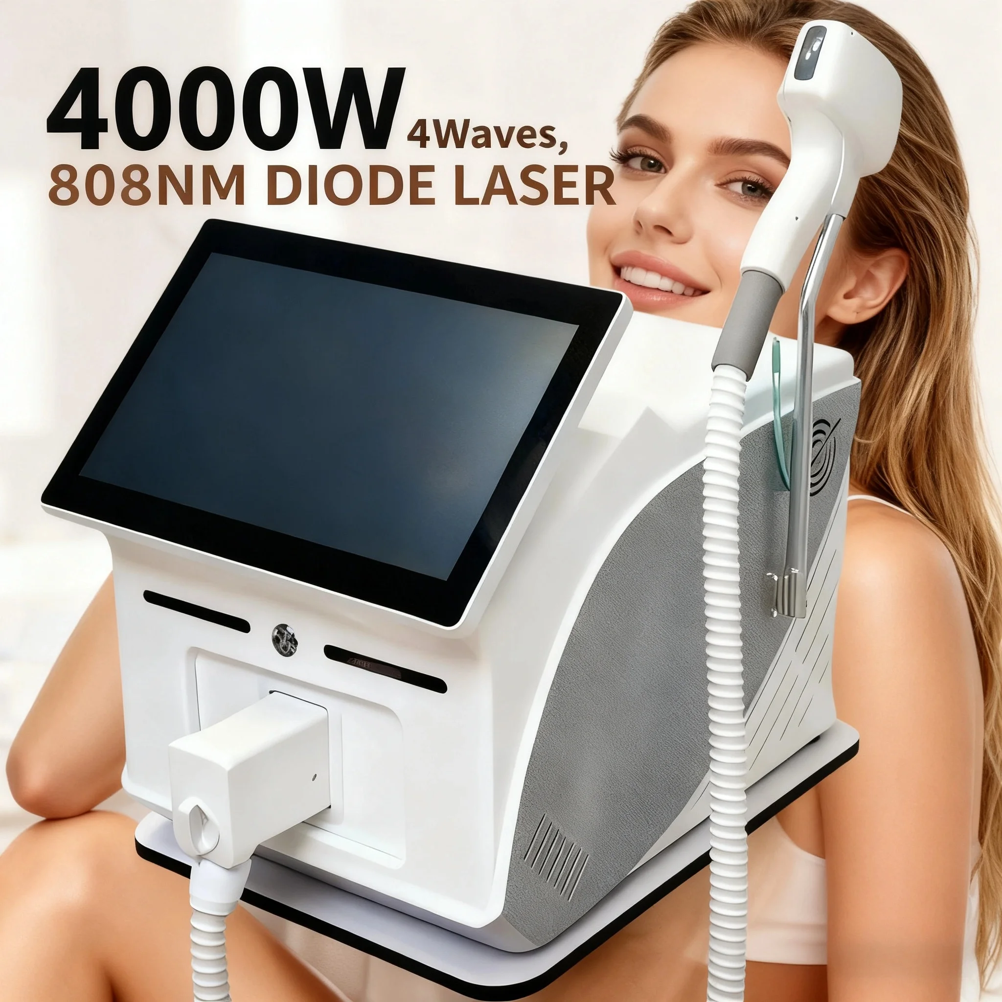 

4000W Portable Soprano Diode Laser Hair Removal Device 4Wave 755/940/1064/808nm with CE Certificate Alexandrite for Permanent