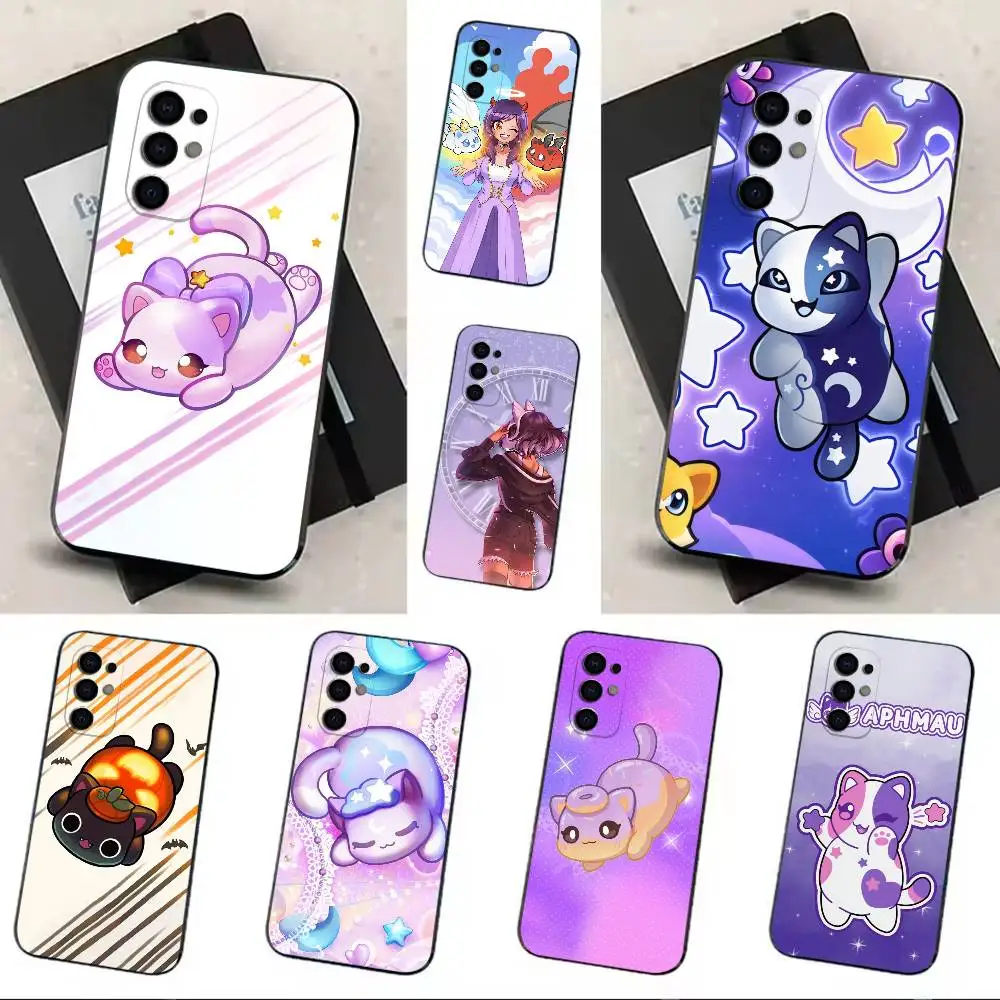 Cute C-Aphmau M-MeeMeows cat Phone Case Soft Black Case For Samsung S24,S30,S21,S23,S22,S20,Ultra,S25,Plus
