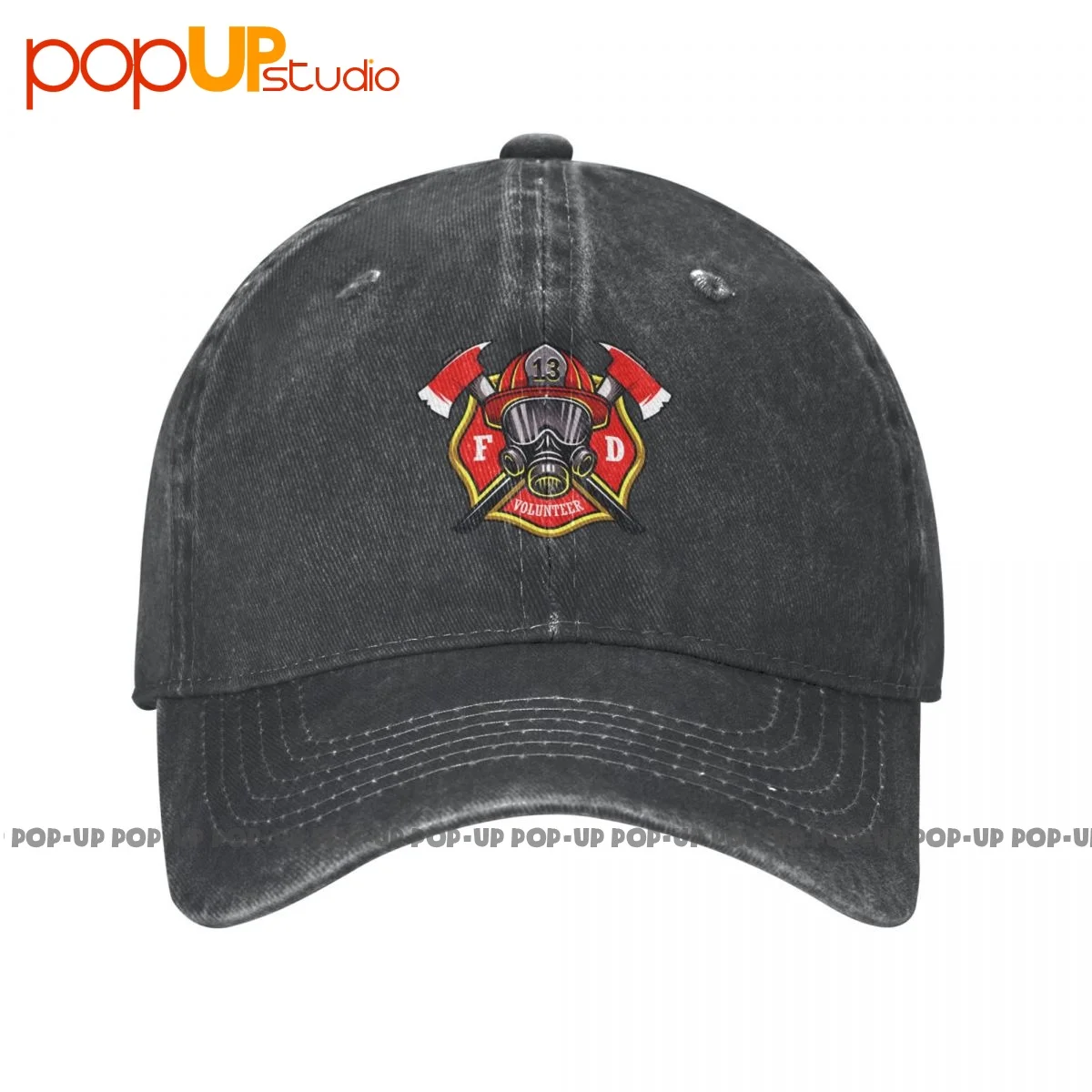 Volunteer Firefighter Nyfd American Helmet Axe Washed Denim Baseball Cap Trucker Hats Pop High Quality