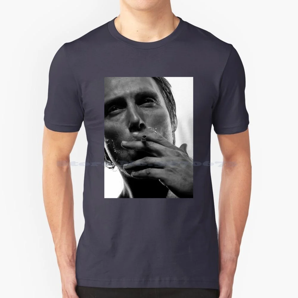 Smoking Mikkelsen T Shirt 100% Cotton Tee Mads Mikkelsen Hannibal Lecter Hugh Dancy Will Nbc Hannibal Hannigram Wisesnail Blood