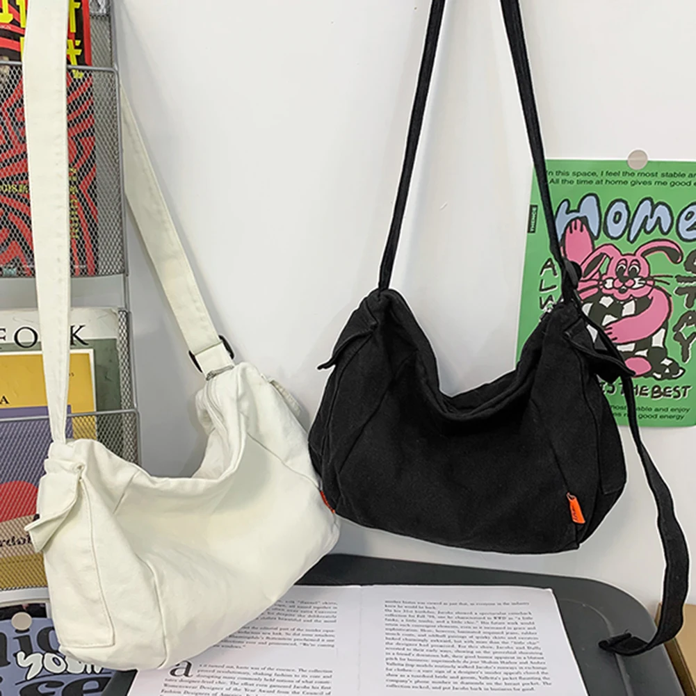 Sacs de messager en toile pour femmes, sac à bandoulière Hobos décontracté, design souple, sac lancé par un livre scolaire, style japonais unisexe, nouveau, Y2K, 2023