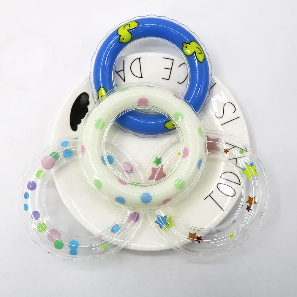 Akcesoria dla Labubu 17 cm, koło do pływania, dekoracja dla lalki, kreskówkowy wzór, kropki, gwiazda, przezroczysta zabawka, koło do pływania, prezent.