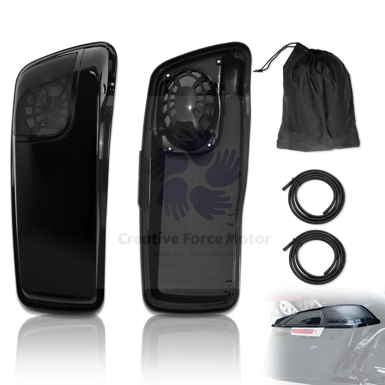 5"x7" Saddlebags Speaker Lids 1Pair Motorcycle Speaker Cutouts Cover For Harley CVO Road King Street Glide Electra Glide 2014-UP view 2