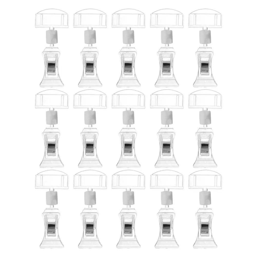 

15pcs Ad Sign Display Clips Rotatable Merchandise Label Holders Transparent Price Tag Table Sign Holders for Store