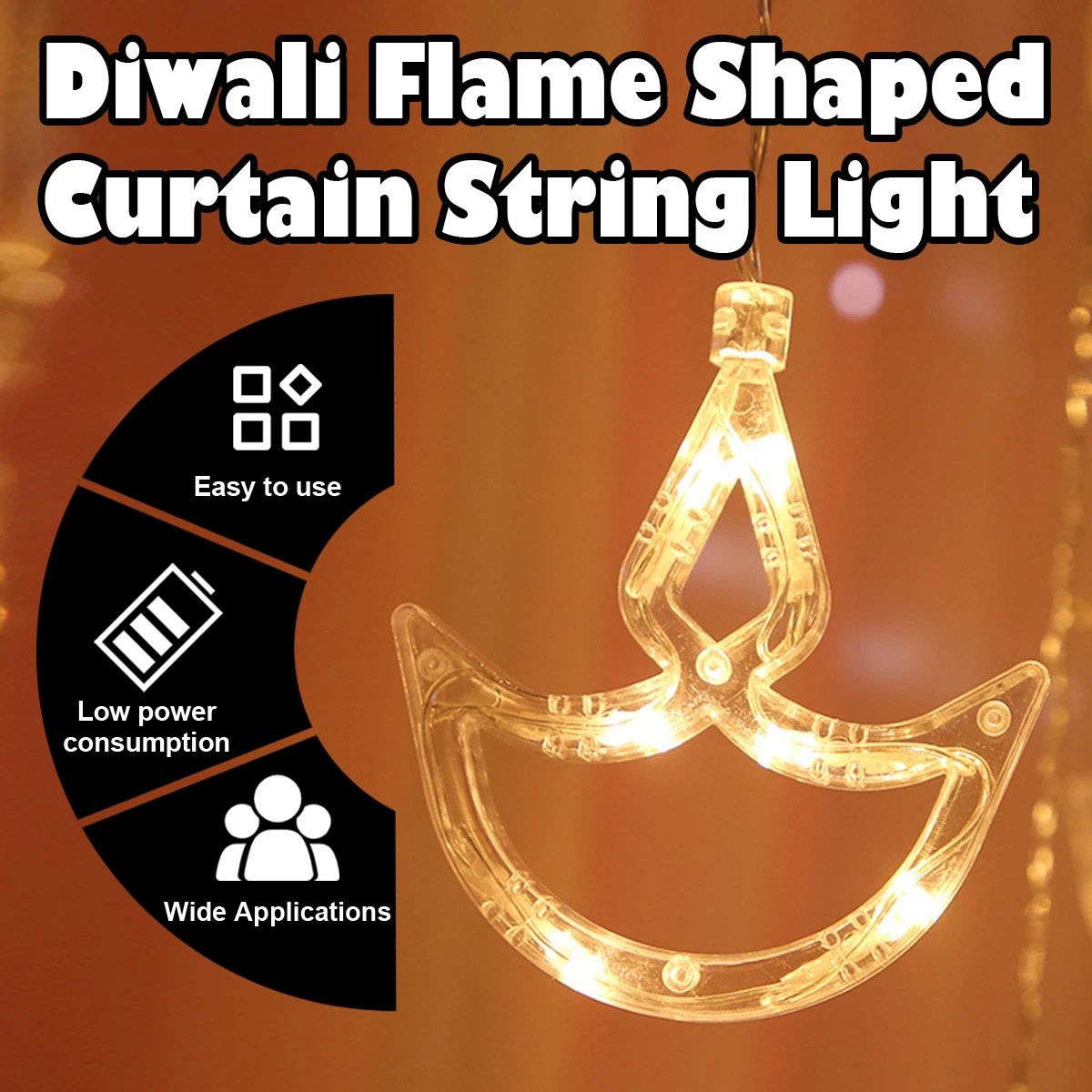 2.5m Diwali Light Background String Brilliant Room Night 12-hanging Celebrity Girl Deepavali Pack Heart Colorful Festival Layout