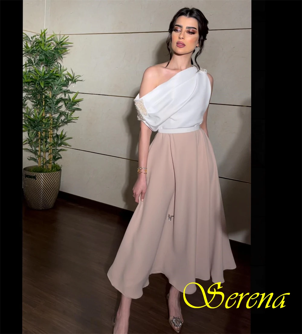 Customized Delicate Boat Neck Evening Dress Elegant Jersey Cocktail Dress Luxury Short Sleeves Special Occasion Gowns