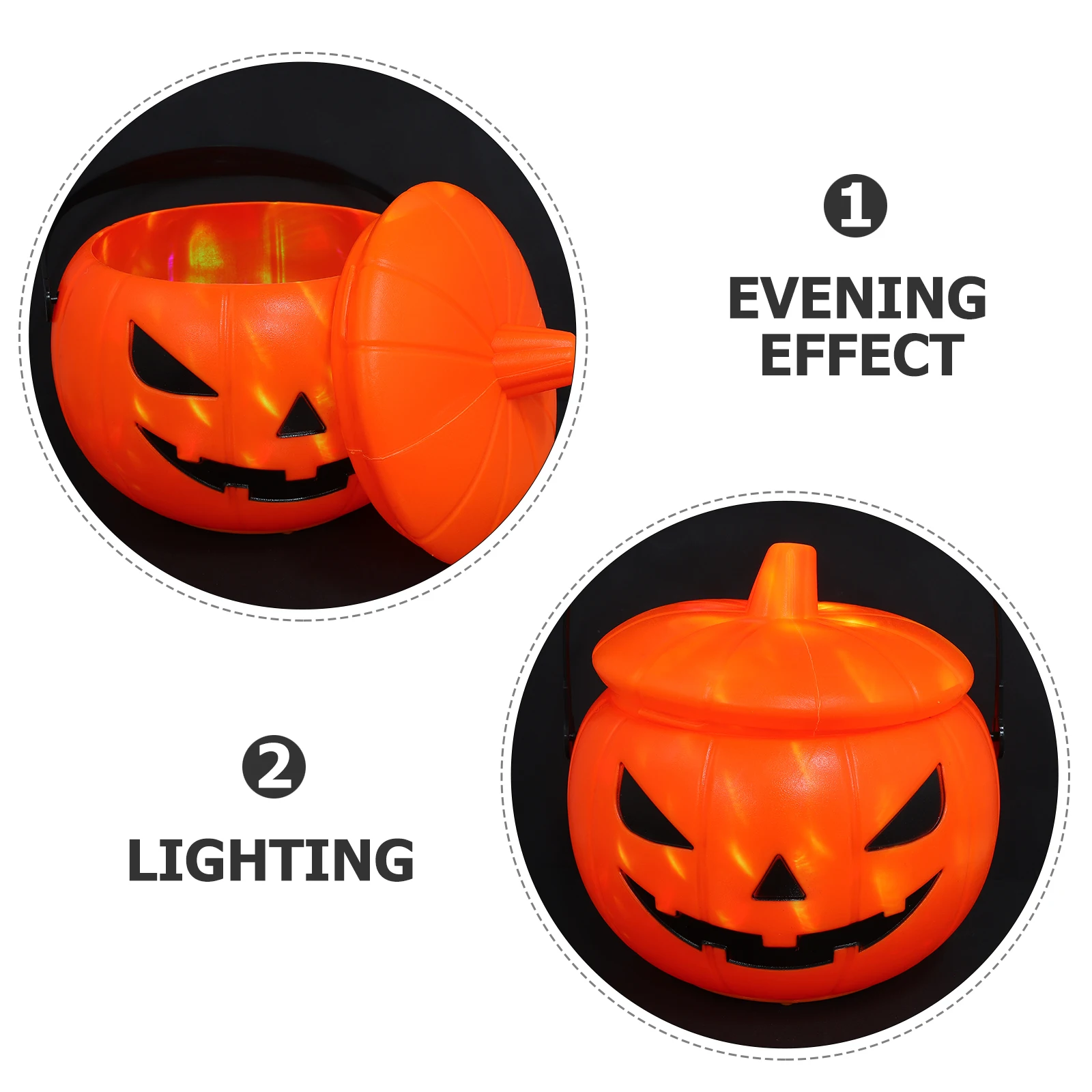 

Pumpkin Candy Bucket Halloween Light up Plastic Trick or Treat Basket with Handle for Halloween Decorations and Candy Storage