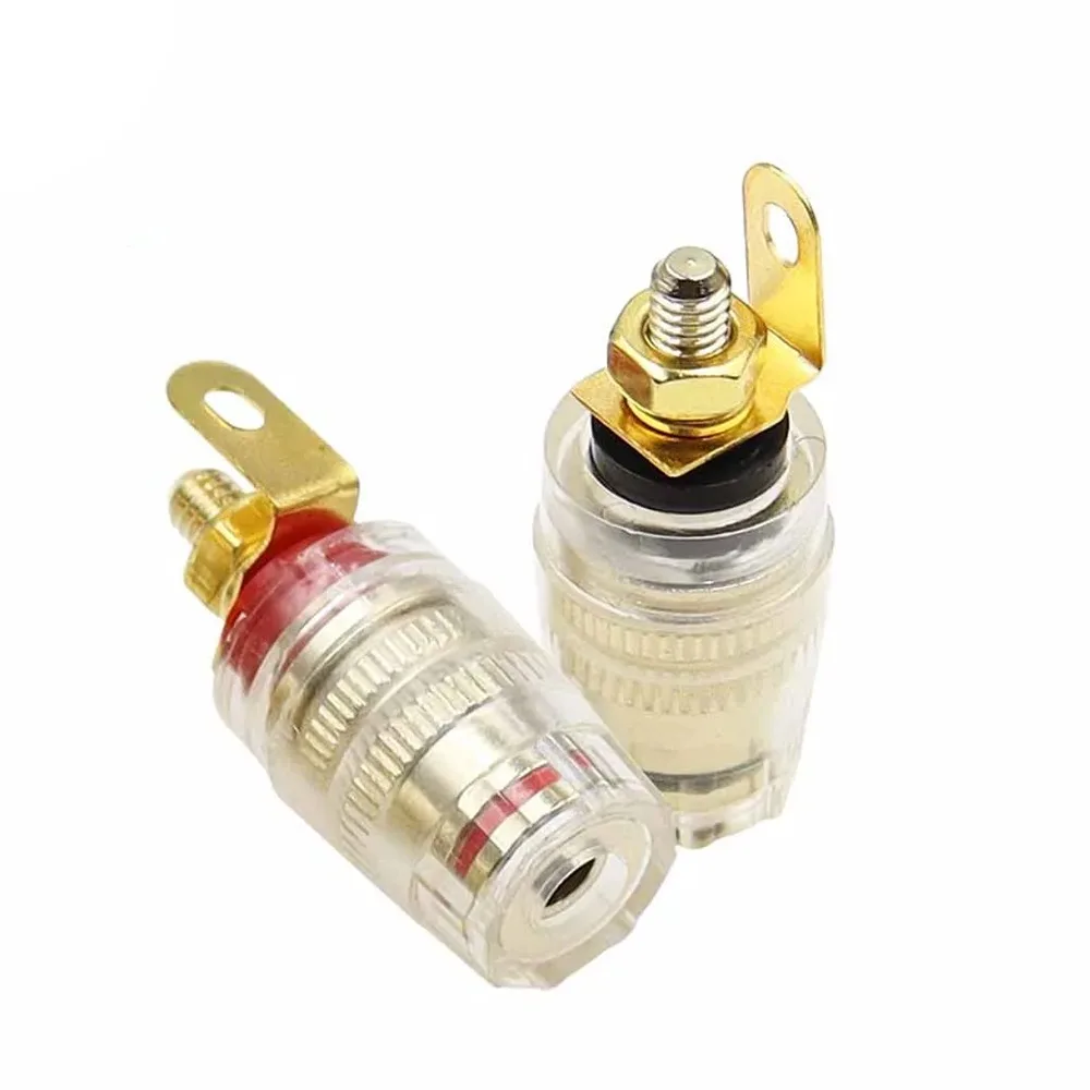1-8Pcs Gold Pure Copper Speaker Terminal Binding Post 4mm Banana Plug Socket Low Frequency Amplifier Connector for Loudspeakers