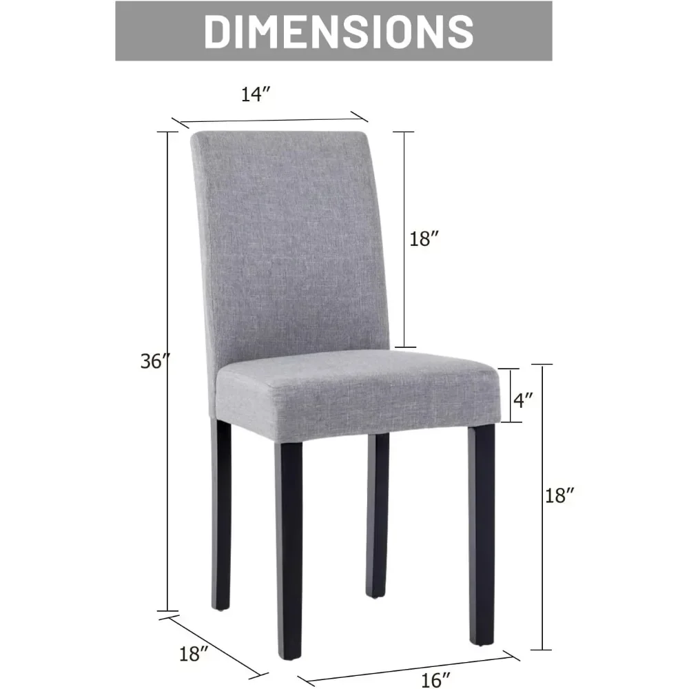 Dining Chair Set of 6, Luxury Upholstered Fabric Kitchen Chair Side Chair with Upholstered Backrest and Solid Wood Legs,Grey