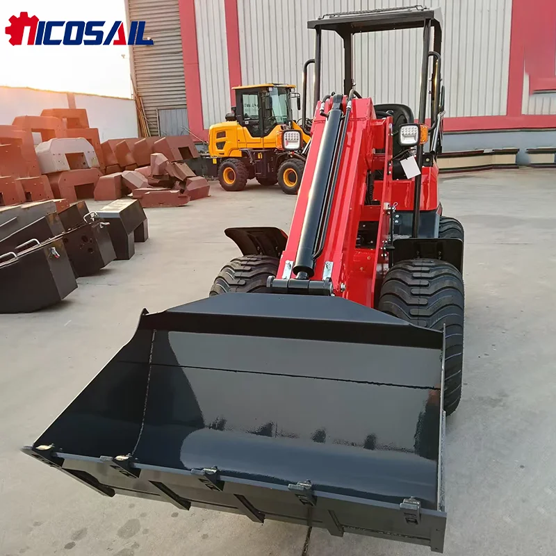 

Nicosail Mini Wheel Loader 4 Wheel Steering Mini Telehandler Telescopic Boom Loader with 2Ton Load