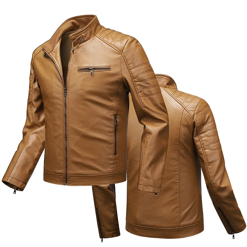 

Stand Collar Leather Jacket Brand New Men's Motorcycle Leather Jacket Slim Korean Version Handsome Men Leather Jacket Outer Wear