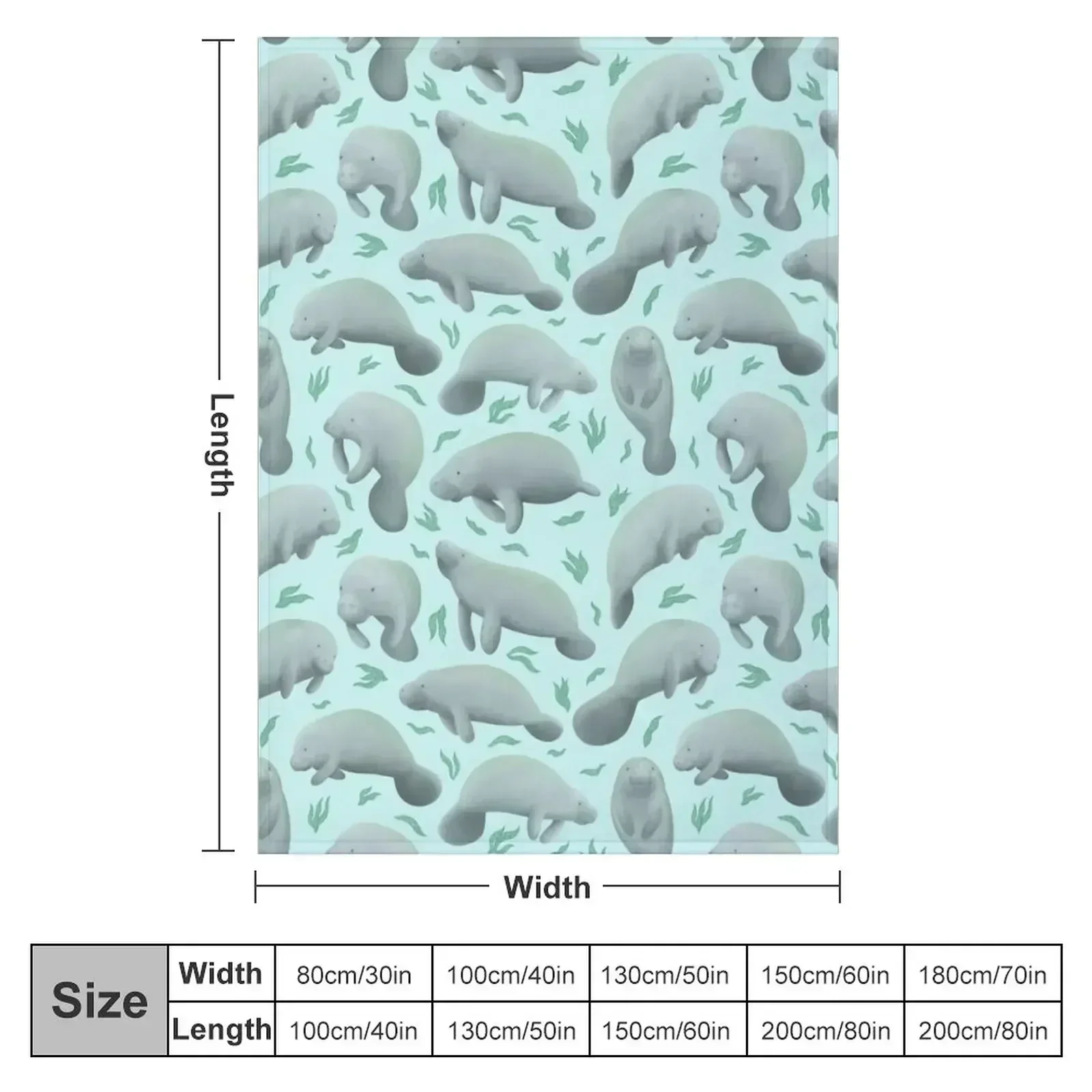 manatees (blue) Throw Blanket Travel Luxury St Quilt Blankets