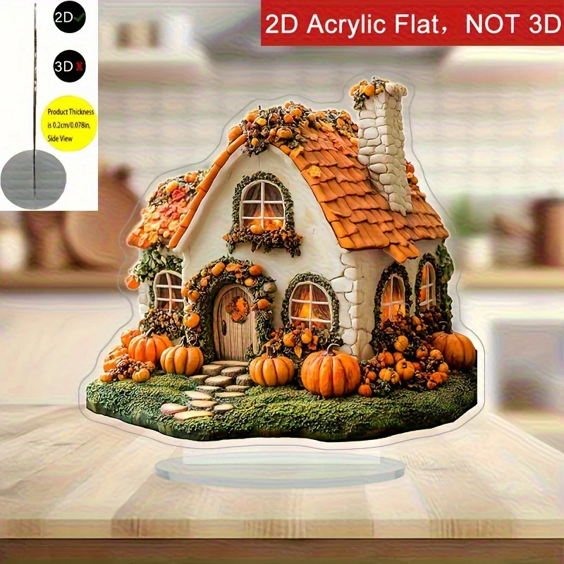 Colorful Pumpkin House 2D Acrylic Desktop Decoration Autumn Harvest Main Picture Halloween Home Decor Holiday Gift