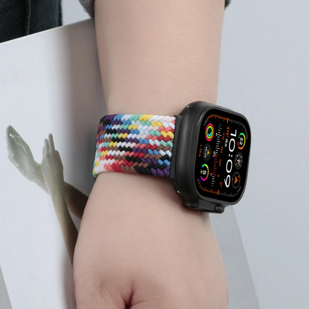 Braided Nylon Strap for Apple Watch 10 46mm 42mm/Ultra 2 49mm Bracelet Watchband for iwatch Series 6 5 4 SE 44mm 40mm 42mm 38mm