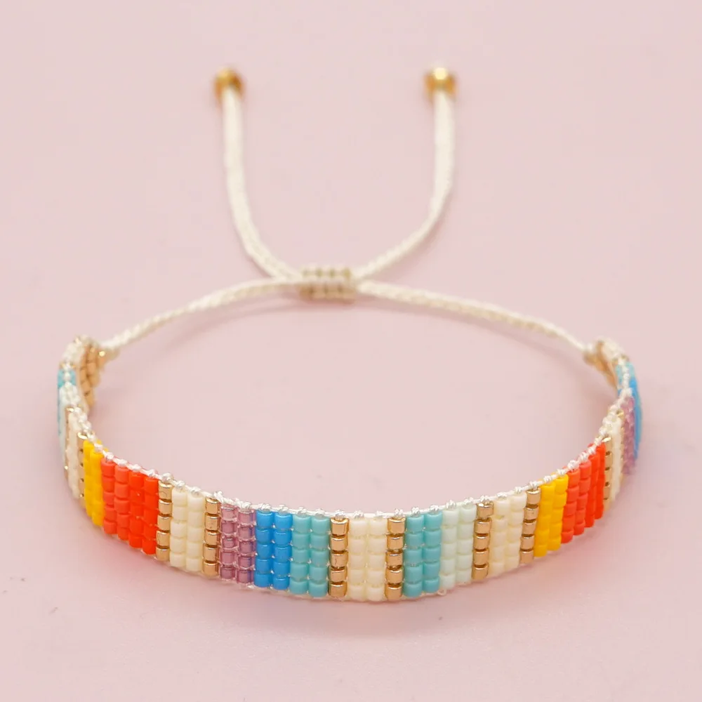 

Beaded bracelet Gradient color Geometry Hand-woven Adjustable Trend Simple Bohemia Simple female Pattern Rice bead bracelet