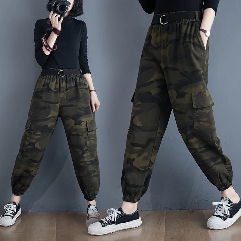 

Women Camo Cargo Army Green High Waist Hip Hop Trousers Pants Military Army Combat Camouflage Long Hot Capris Jogger Leggings