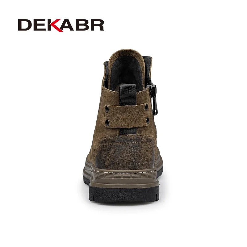 DEKABR Brand Autumn Winter Men Boots High Quality Comfortable Warm Fur Lace-up Ankle Snow Boots Genuine Leather Boots For Men