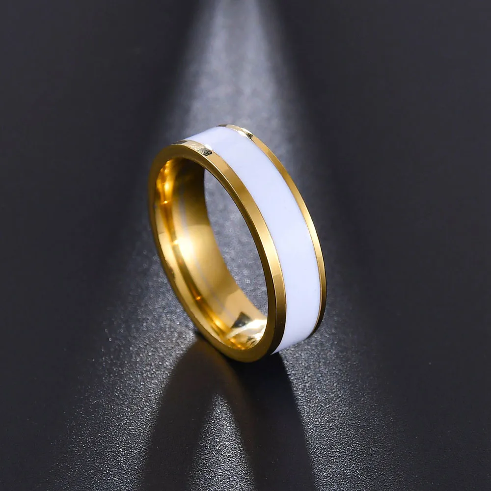 MeMolissa 6/8MM Anello classico in acciaio inossidabile color oro per uomo Donna Anelli per anniversario festa di nozze Miglior regalo di gioielli