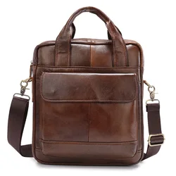 2023 New Vintage Cow Genuine Leather Men Crossbody Bag Casual Business Leather Men's Messenger Vintage Shoulder Handbags Bags