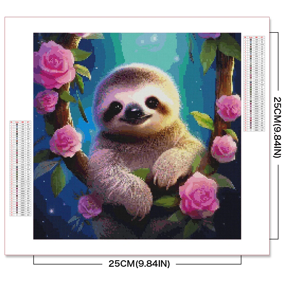 AZQSD DIY Diamond Embroidery Sloth New Collection 2024 Painting Animal Picture of Rhinestones 5D Mosaic Cartoon Kids Room Decor