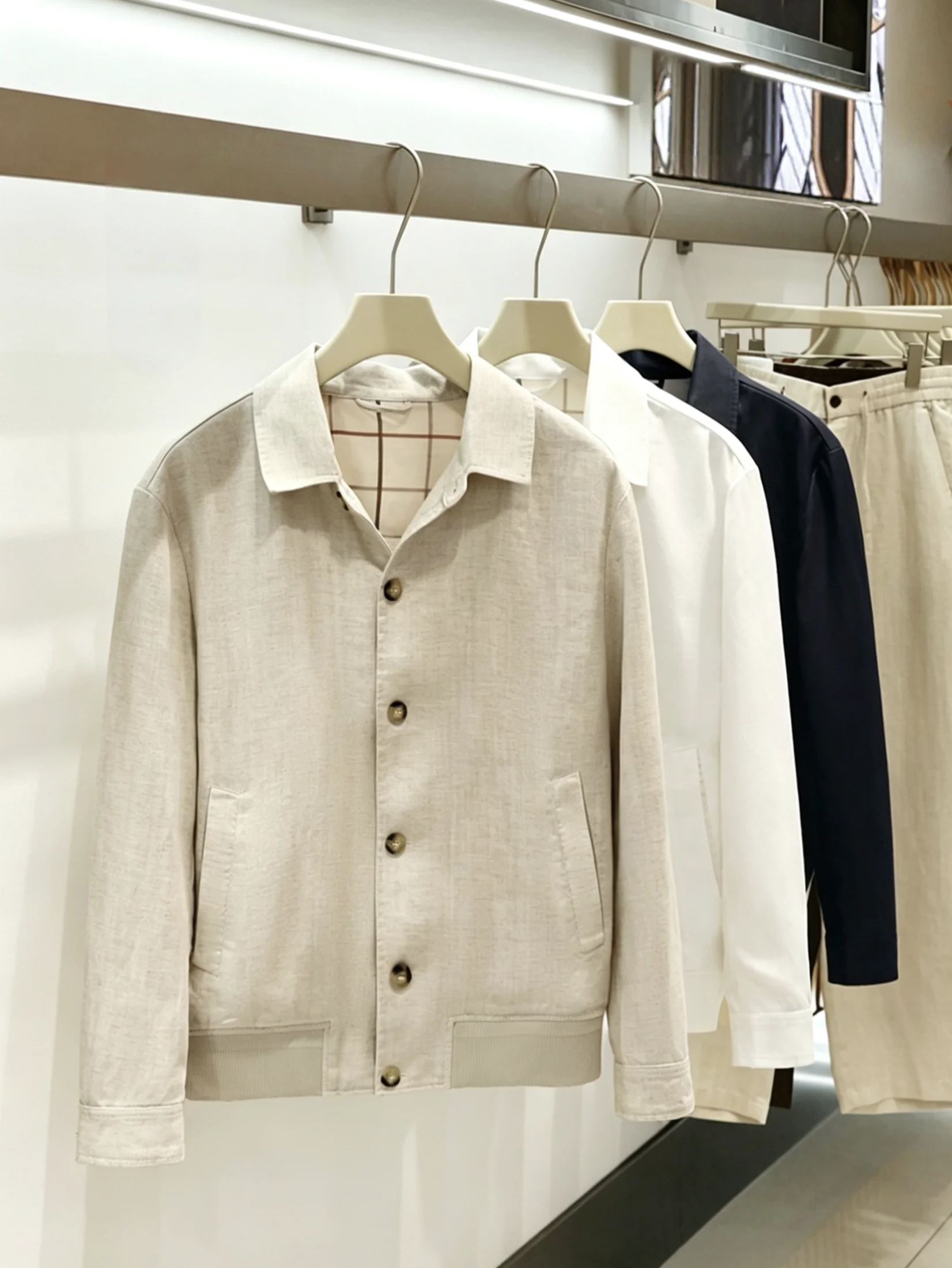 Italian Luxury Linen Silk Men's Business Casual Jacket Spring Summer New Style Standard Fit Youth Outerwear Long Sleeve Butto...