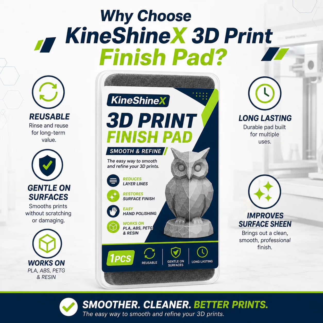 3D-Druck-Finish-Pad, wiederverwendbarer Polierschwamm für PLA-, ABS-, PETG-Harzmodelle, Werkzeug zur Oberflächenglättung für Schichtlinien und Propeller. – Detail 5
