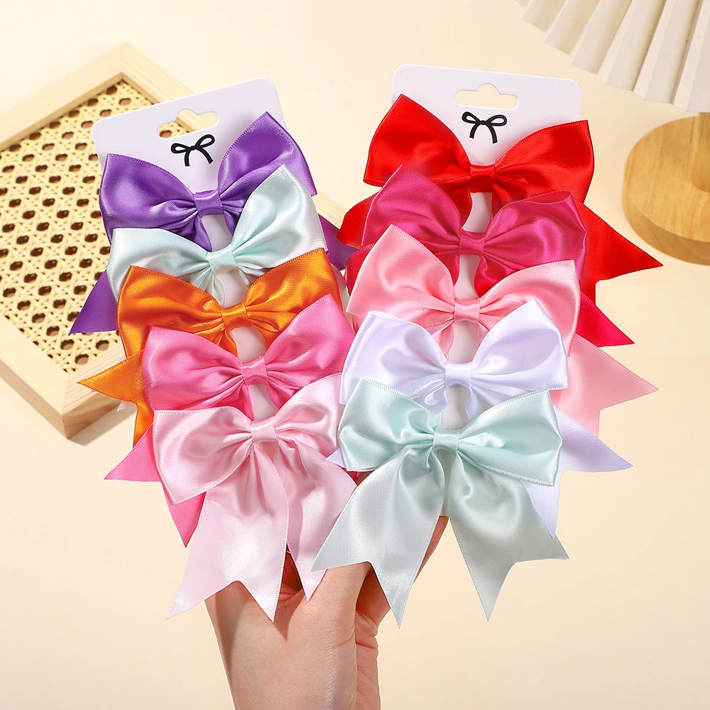 

5Pcs/Set Lovely Solid Color Ribbon Bows Hair Clip for Kids Girls Hairpins Barrettes Handmade Headwear Baby Hair Accessories