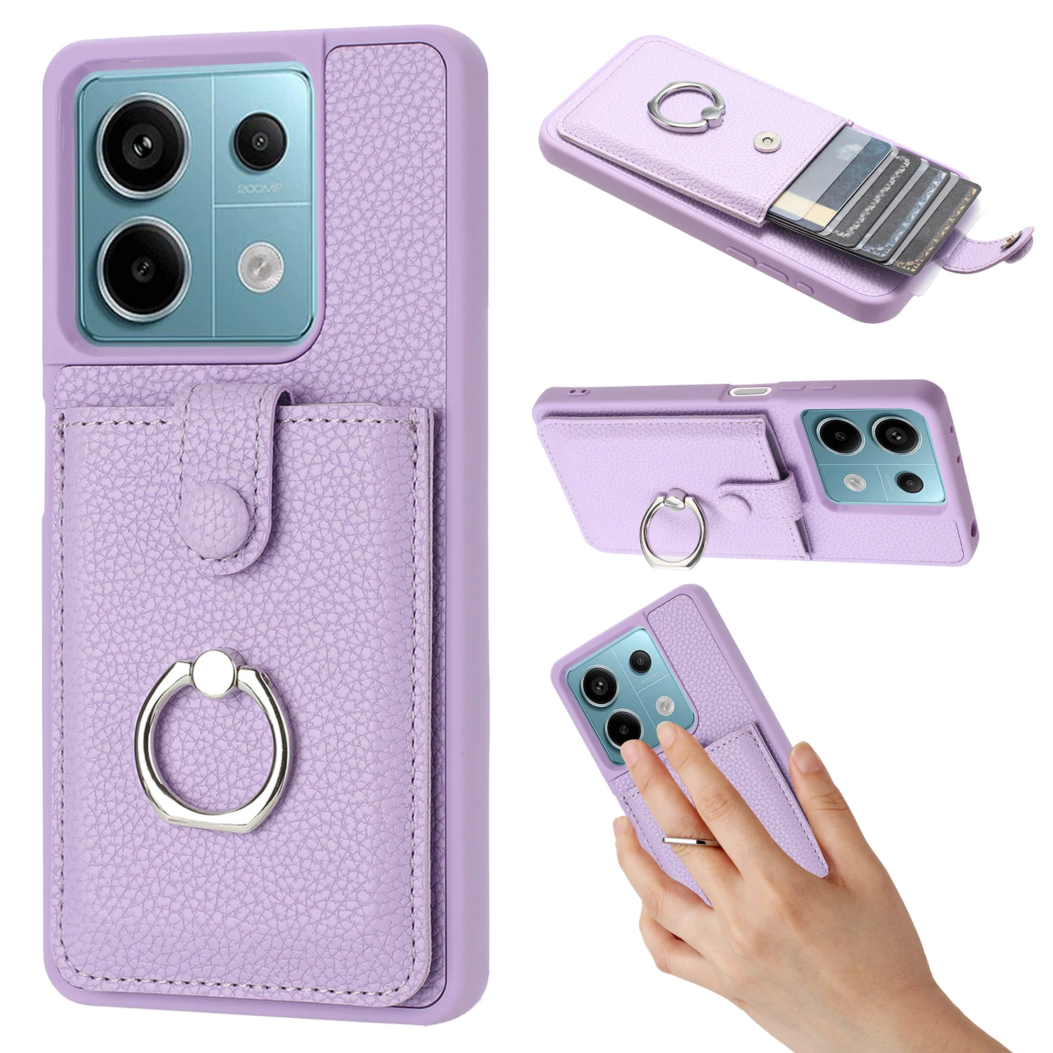 Ring Halterung Brieftasche Fall für Redmi Hinweis 13 12 Pro 5G 11 11S 4G Poco M6 X6 Pro Leder mit Karte Solts lHolder Telefon Abdeckung Etui