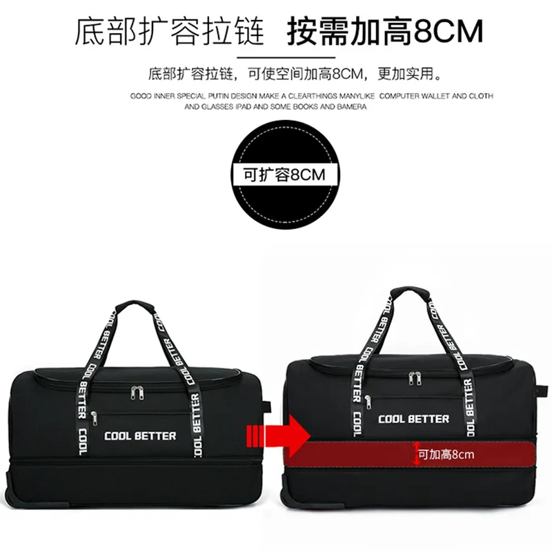 Large Capacity Tie Rod Bag Men and Women Wheels Travel Bag Oversized Luggage Checked Bag Expandable Capacity luggage set