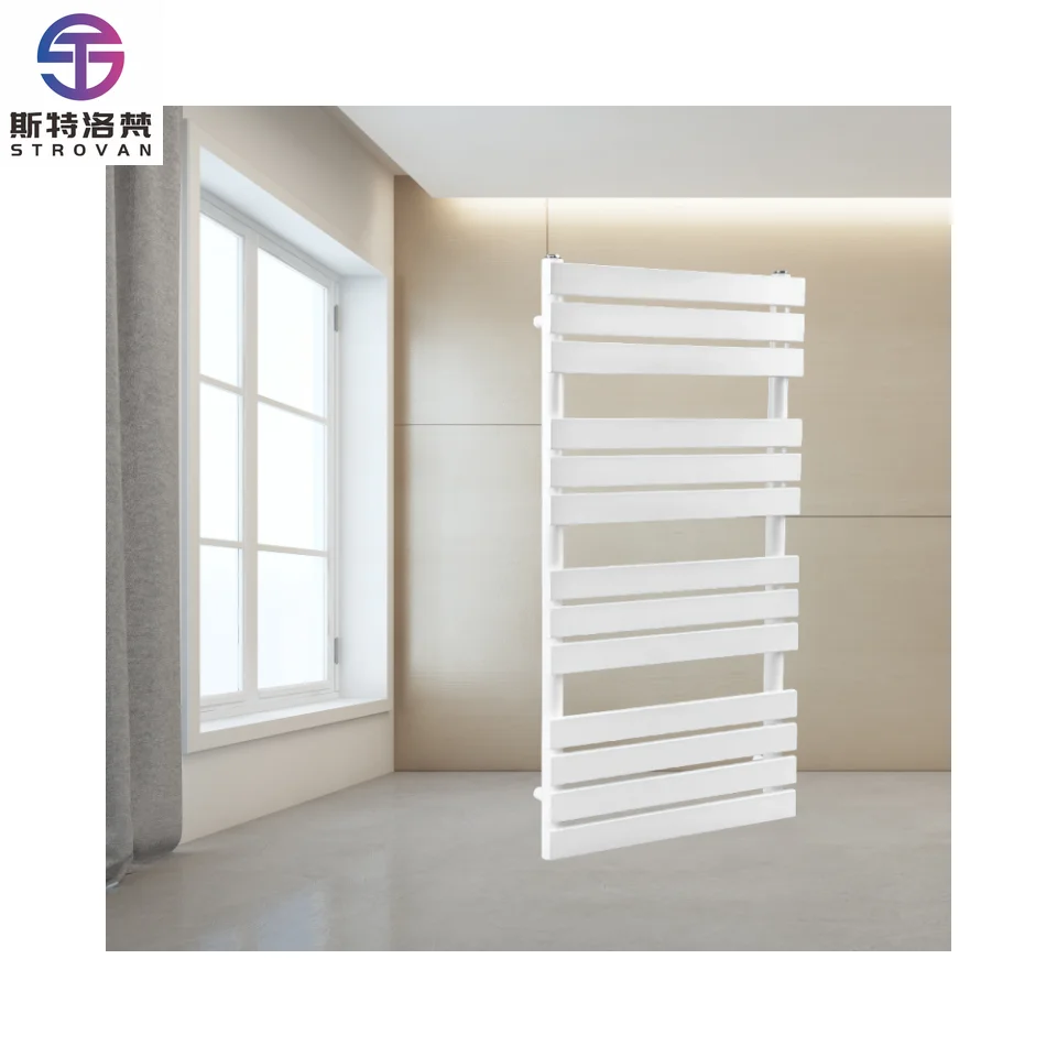 

New Design White Color Heated Towel Rail Rack Wall-mounted Mild Steel Bathroom HVAC Systems Part for Dryer Clothes Easy Install