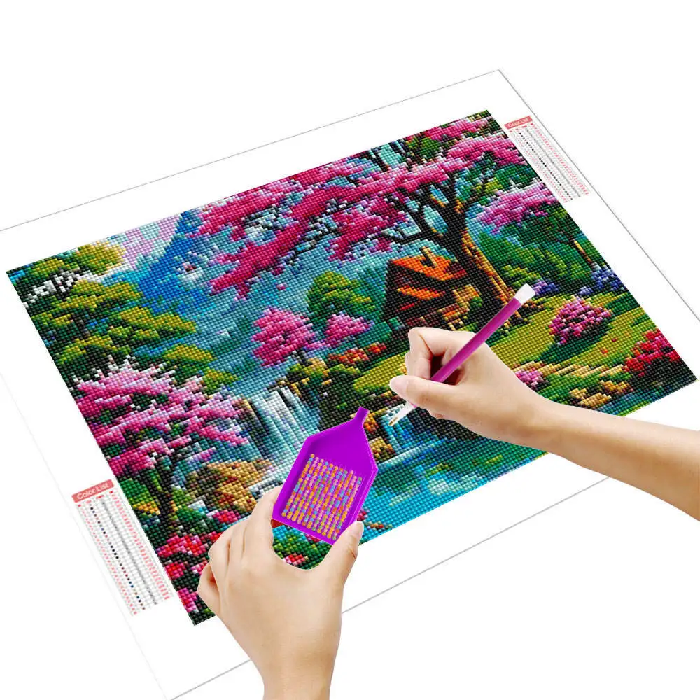 Huacan Diamond Painting Nature Landscape Home Decor 5d Diy Diamond Embroidery Cherry Blossom Tree Full Square Round Drill