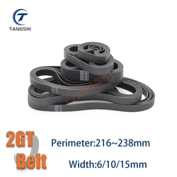 2MGT 2GT Closed Loop Timing Synchronous Belt Width6/10/15mm GT2 Belt Perimeter 216 218 220 222 224 226 228 230 232 234 236 238mm