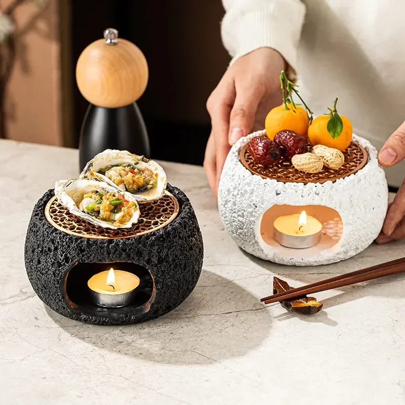 Rock Material Artistic Conception Plate Candle Heating Insulation Round Base Special Kitchen Dining Room Tableware