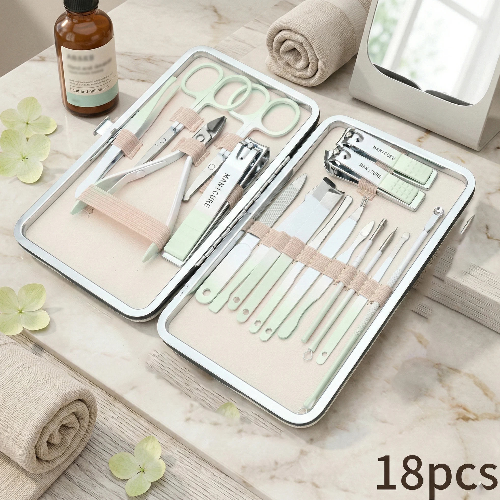 

18Pcs Complete Manicure&Pedicure Kit–for Safe Trimming–High Hardness Rust-Resistant Tools with Zipper Case for Home Travel Salon