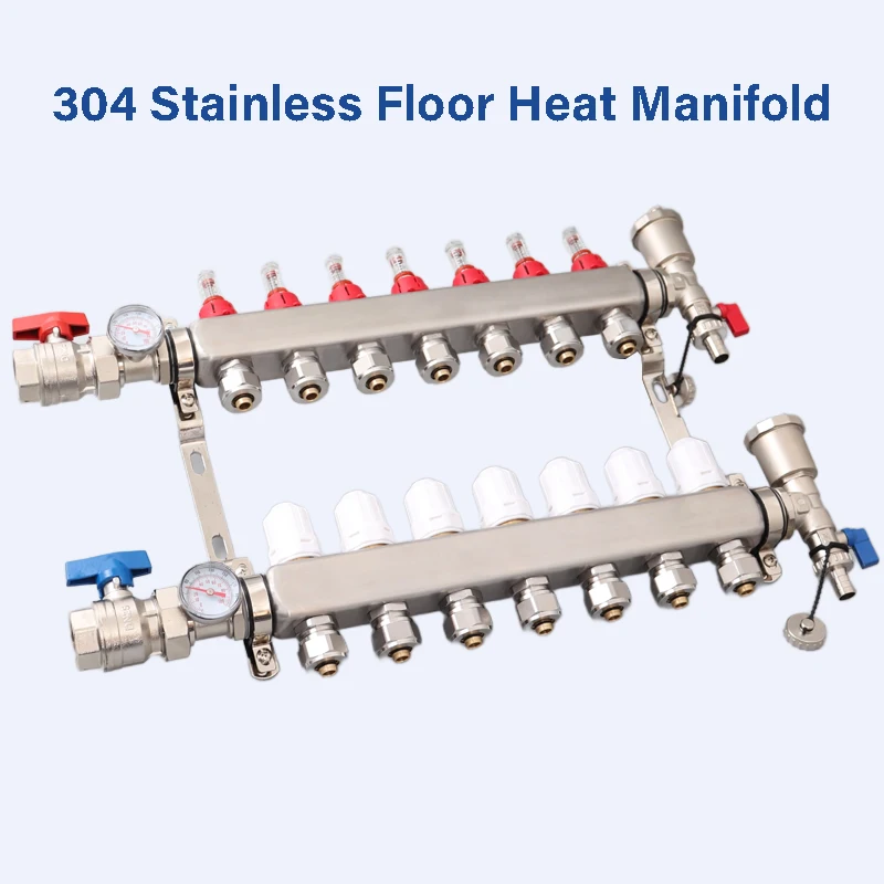 steel distribution manifold group medidores de vazao piso radiante hydronic adaptadores s304stainless 01