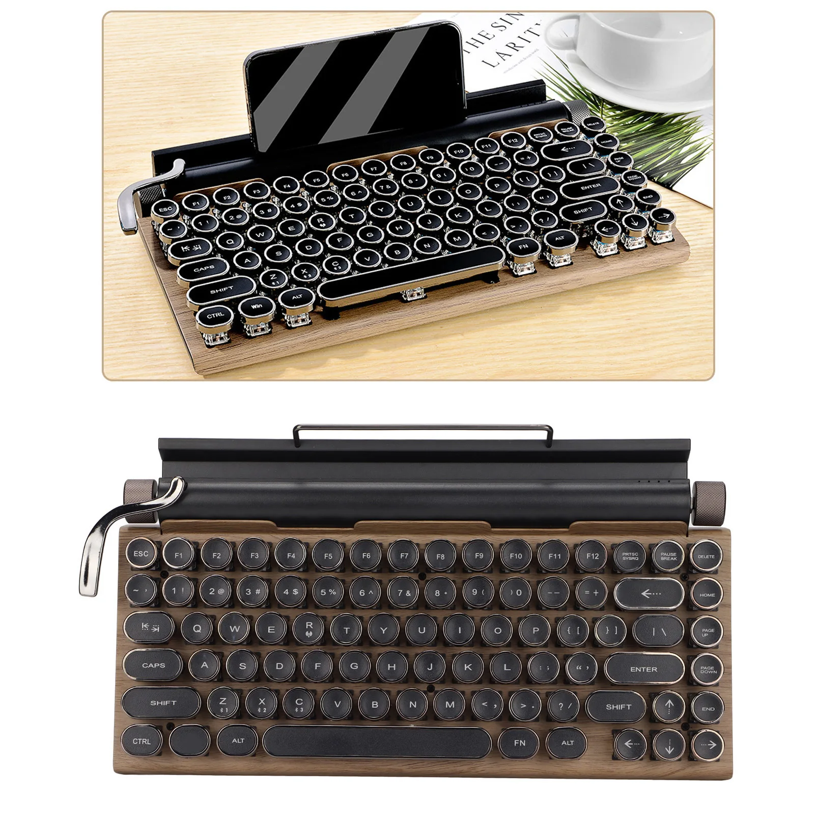 TW1867 Retro typewriter mechanical keyboard 83 Keys Retro Wear Resistant Support Wireless 2000mA Adjustable Brightness