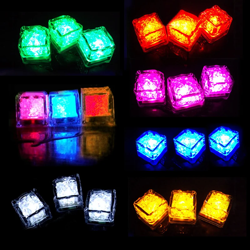 

60 Pcs Wedding Decor LED Ice Cube Water Sensor Glowing Toys For Bar Holiday Christmas Decoration