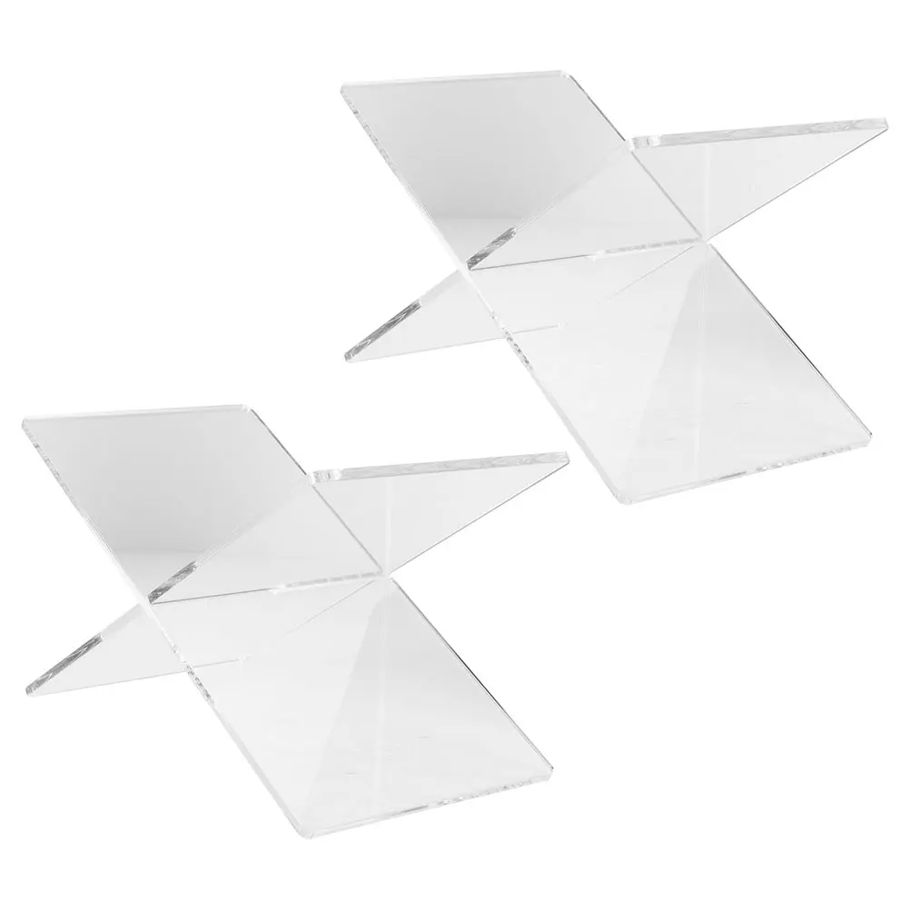 

2Pcs Book Reading Stand Acrylic X Shape Holder for Displaying Books Files Records Elegant Desktop Organizer Stand