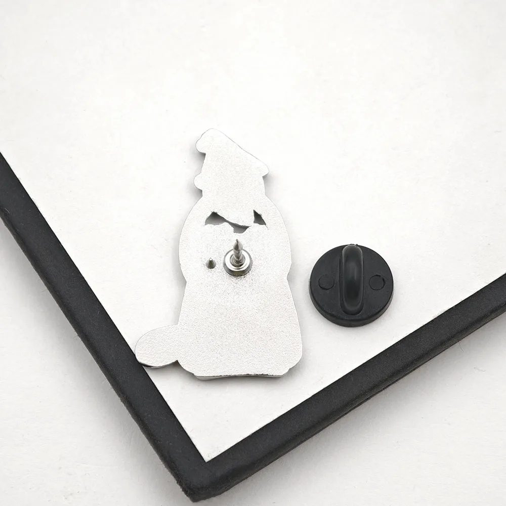 Niedliche Halloween-Geisterkatze, Emaille-Anstecknadel, schwarze Katzen-Brosche, Hexenhut, Reversnadel, Metallabzeichen, Kawaii, Gothic, Tier-Schmuck, Accessoire, Geschenk – Detail 2