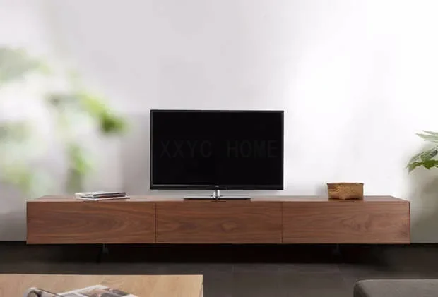 

Modern Minimalist Walnut TV Cabinet Fashion Living Room Combination Cabinet Locker with Drawer