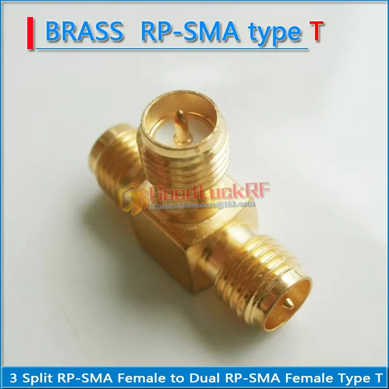 RPSMA أنثى إلى RPSMA أنثى 3 ثلاثة طريقة الفاصل T-نوع الذهب النحاس SMA ذكر إلى SMA أنثى RPSMA-KKK SMA-JJJ RF موصل