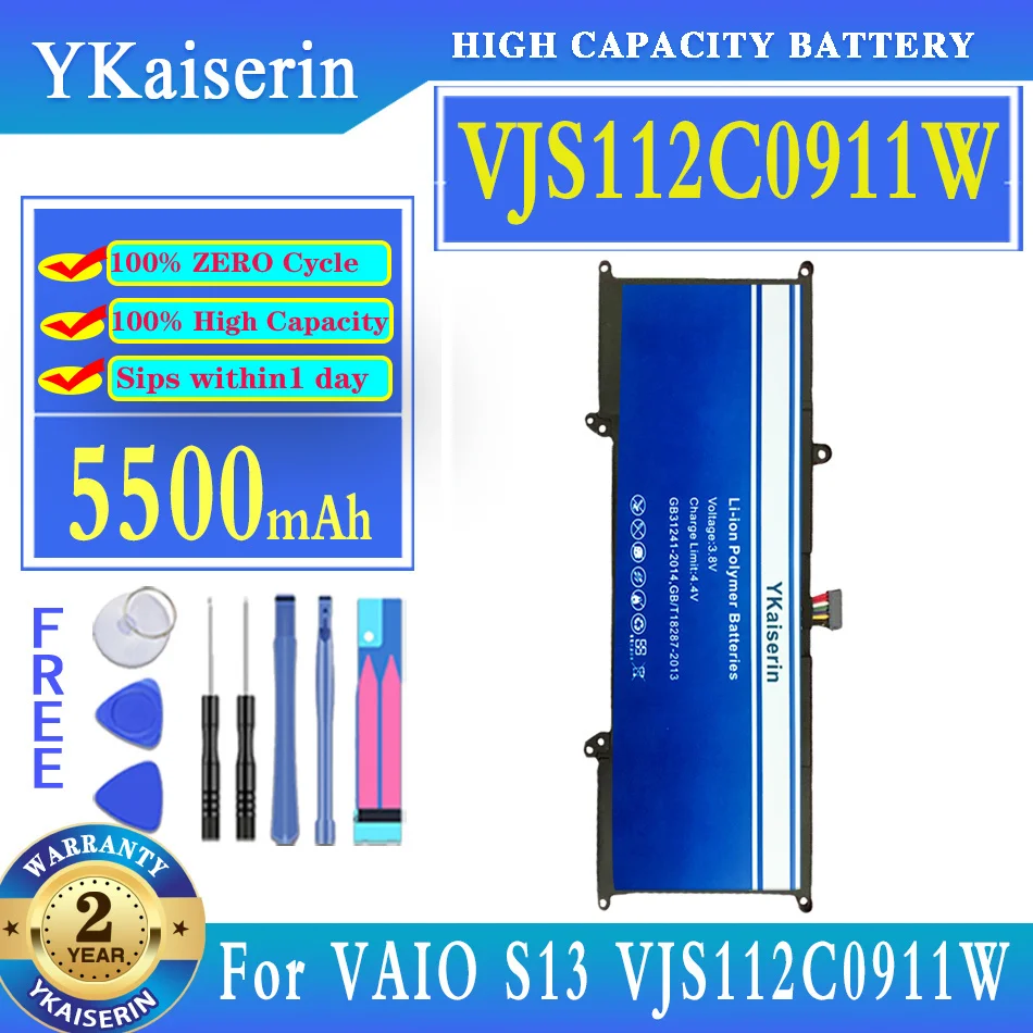 

YKaiserin 5500mAh Replacement Battery For Sony VAIO S13 VJS112C0911W VJS132C0711B VJS131C0211S VJS112C0111B Laptop Batteries