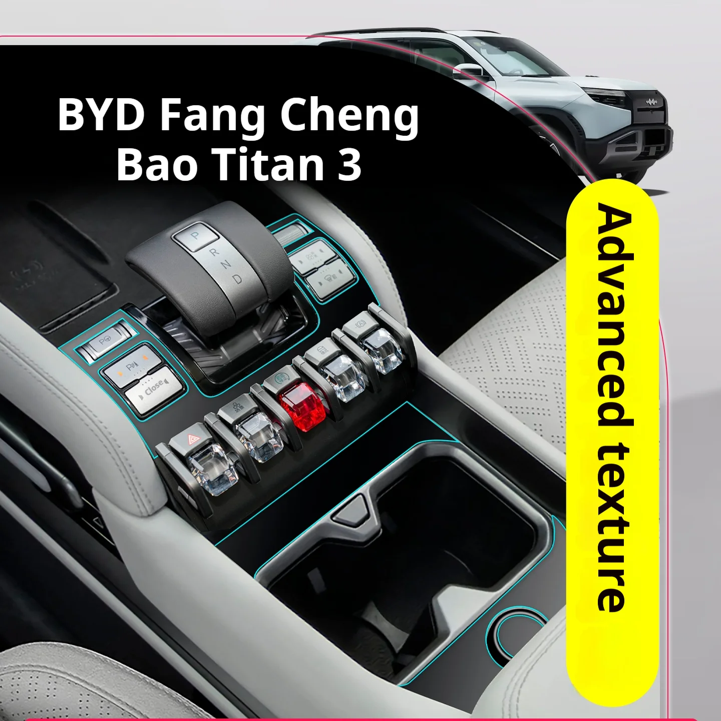 para-byd-fang-cheng-bao-titan-3-2025-acessorios-interiores-do-carro-filme-transparente-tpu-painel-de-engrenagens-console-central-anti-risco-resistir