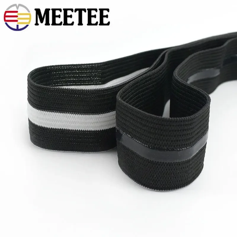 5/10Meters 25mm Non-slip Black White Stripe Elastic Bands Silicone Rubber Tape Sport Clothes Wrist Headband Sewing Accessories