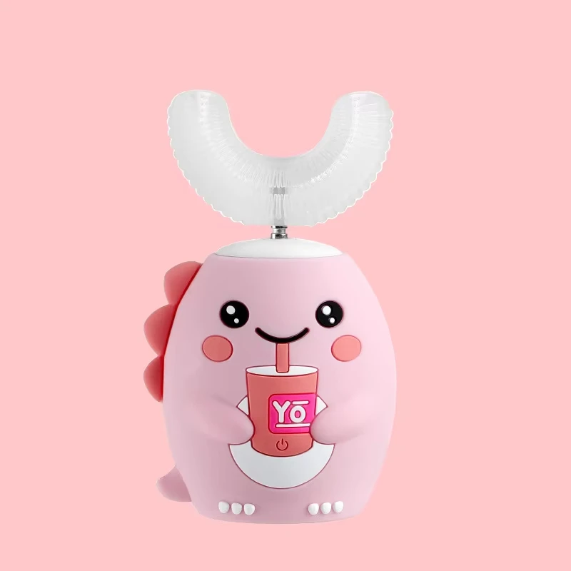 360 °   スマートソニック電動歯ブラシ U 字型充電式子供用子供自動シリコーン歯ブラシタイマーブルーライト IPX7