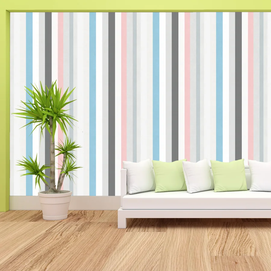 15+ Abstract Geometry Striped Pastel Colors Mural, Self Adhesive Optional, Wallpaper for Living Room Decoration Sofa Home Decor