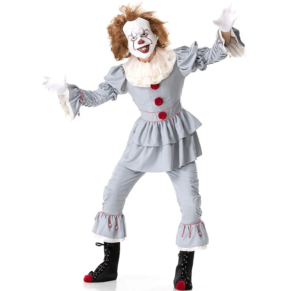 

Halloween Adult Men Terror Clown Cosplay Costume Purim Party Performance Clown Resurrection Costume Clown Fancy Dress