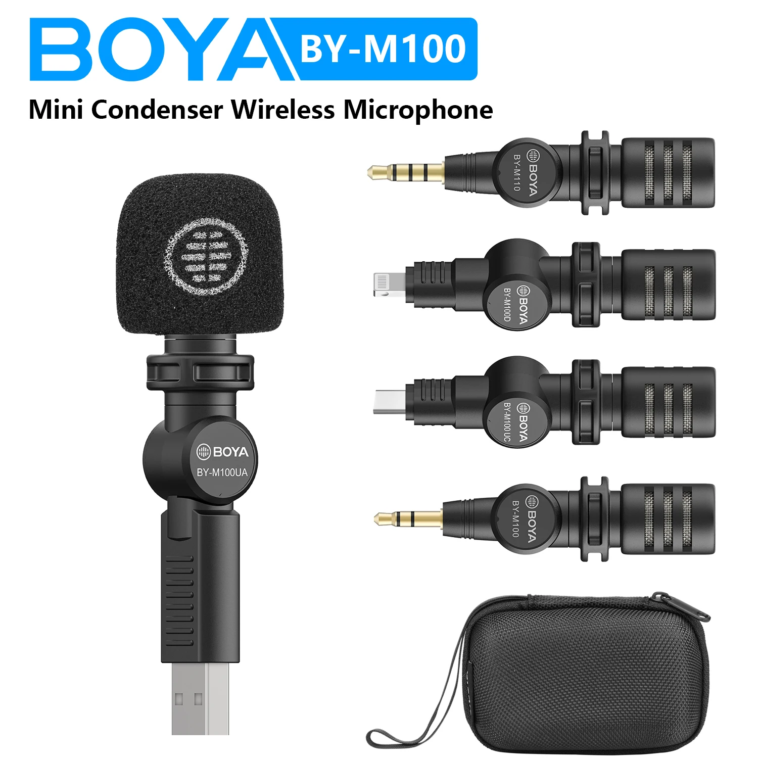 BOYA BY-M100 Mini Condenser Wireless Microphone Plug and Play for PC Mobile Android Youtube Live Streaming Audio Recording Vlog